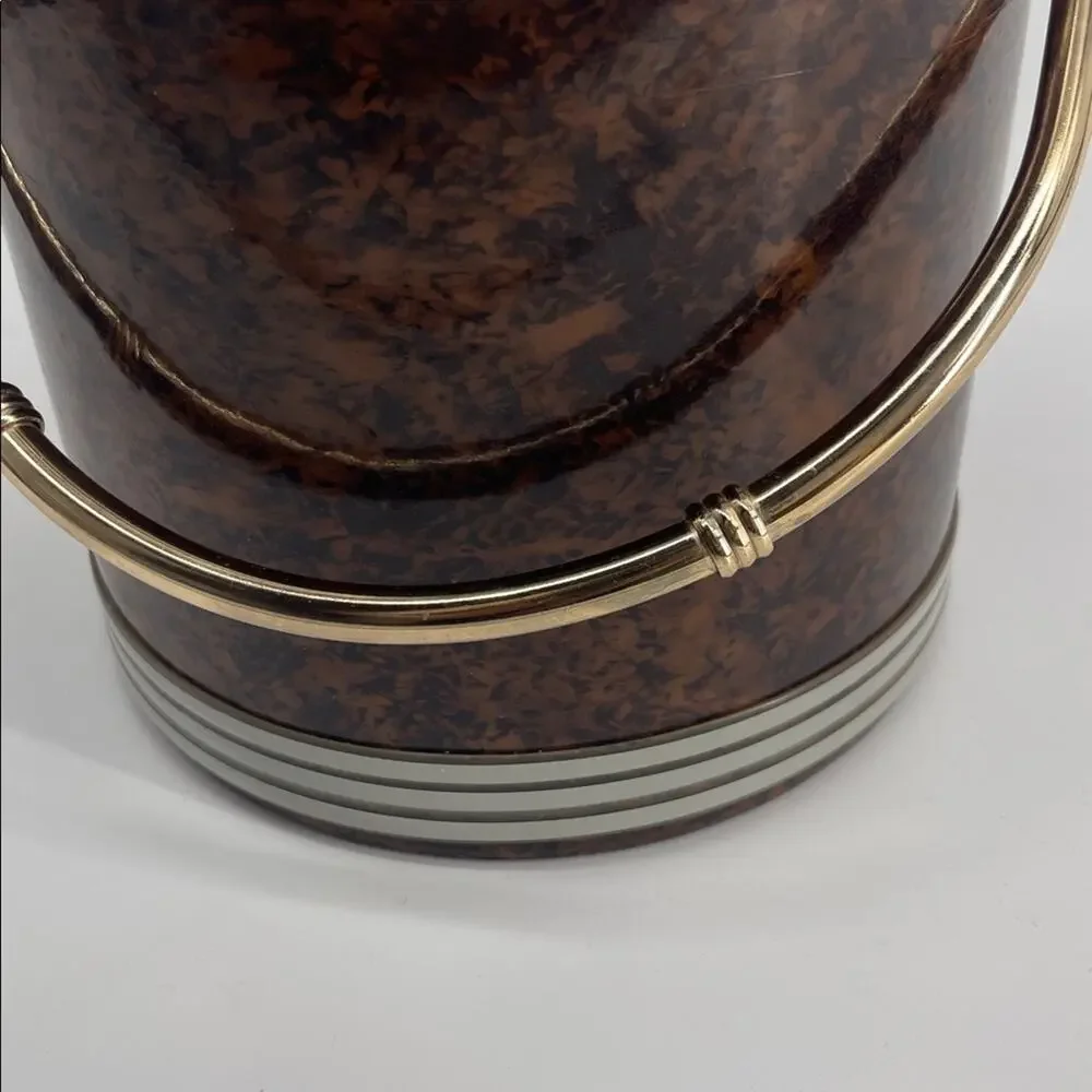 Vintage MCM Mid-Century Modern faux tortoiseshell barware ice bucket